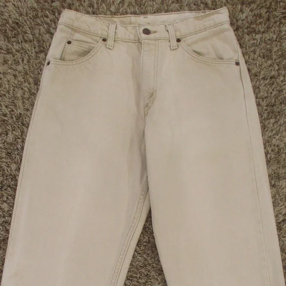 Levi's Vintage 80s Orange Tab Jeans Men 30x29 Beige 550 Relaxed Tapered Made USA - Picture 3 of 9